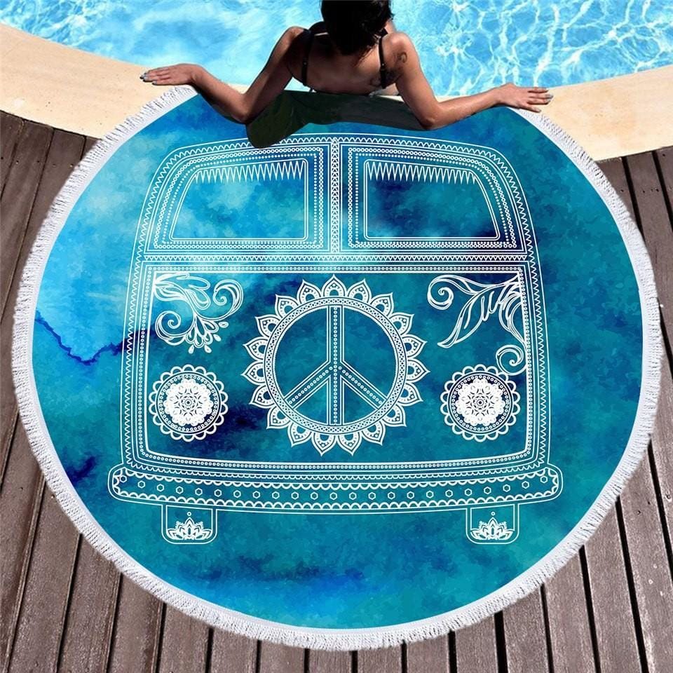 Tapis rond 90 cm en jute naturel et noir | Maison et Styles