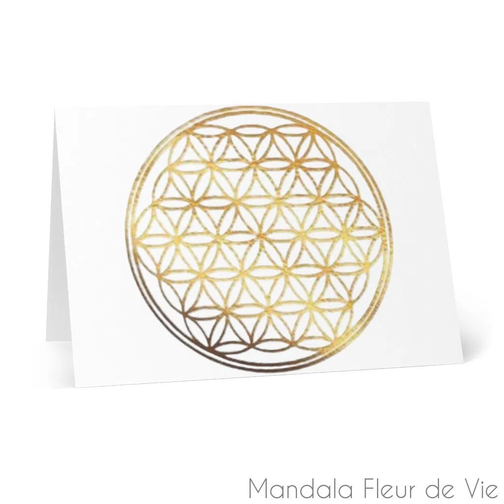 Carte Fleur de Vie Or fond blanc
