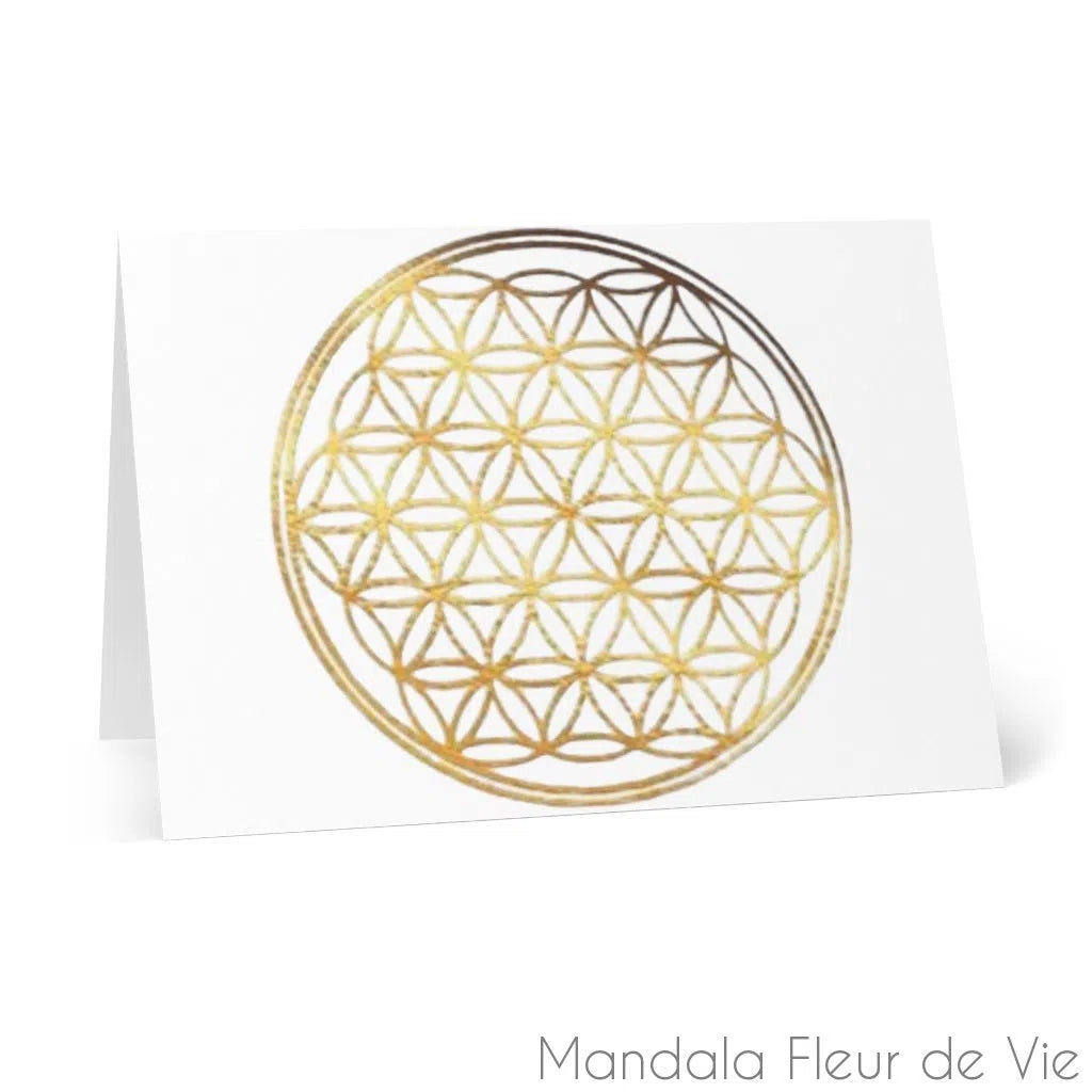 Carte Fleur de Vie Or fond blanc