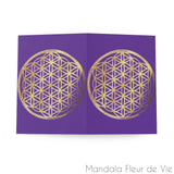 Cartes Fleur de Vie Or fond violet (8 pcs)