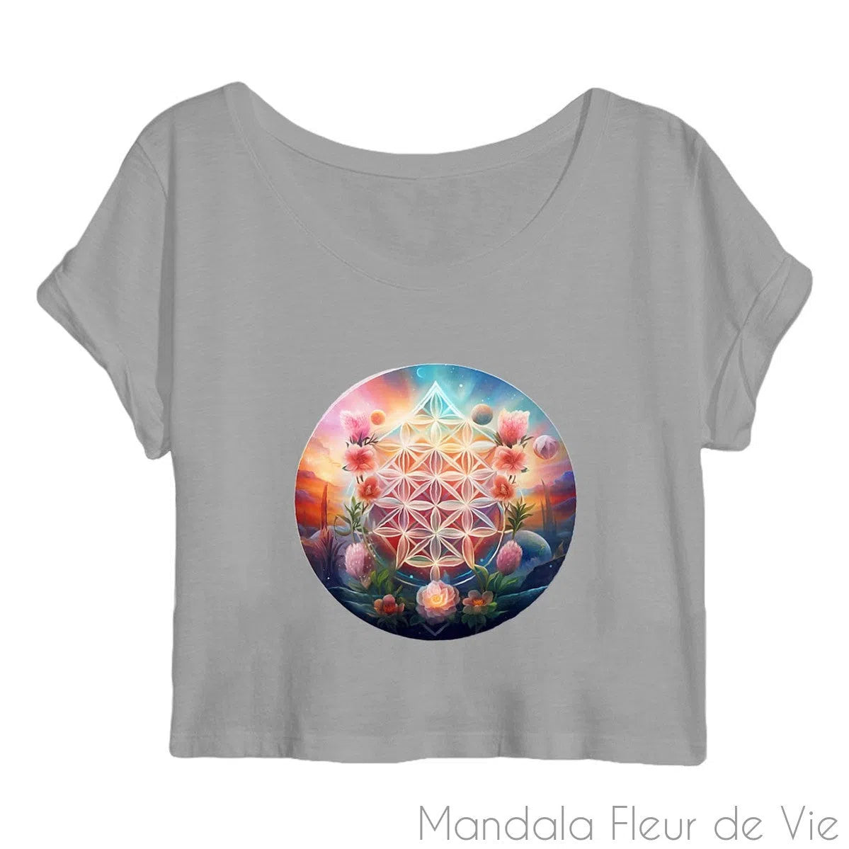 Crop Top Femme Fleur de Vie Univers - Mandala Fleur de vie