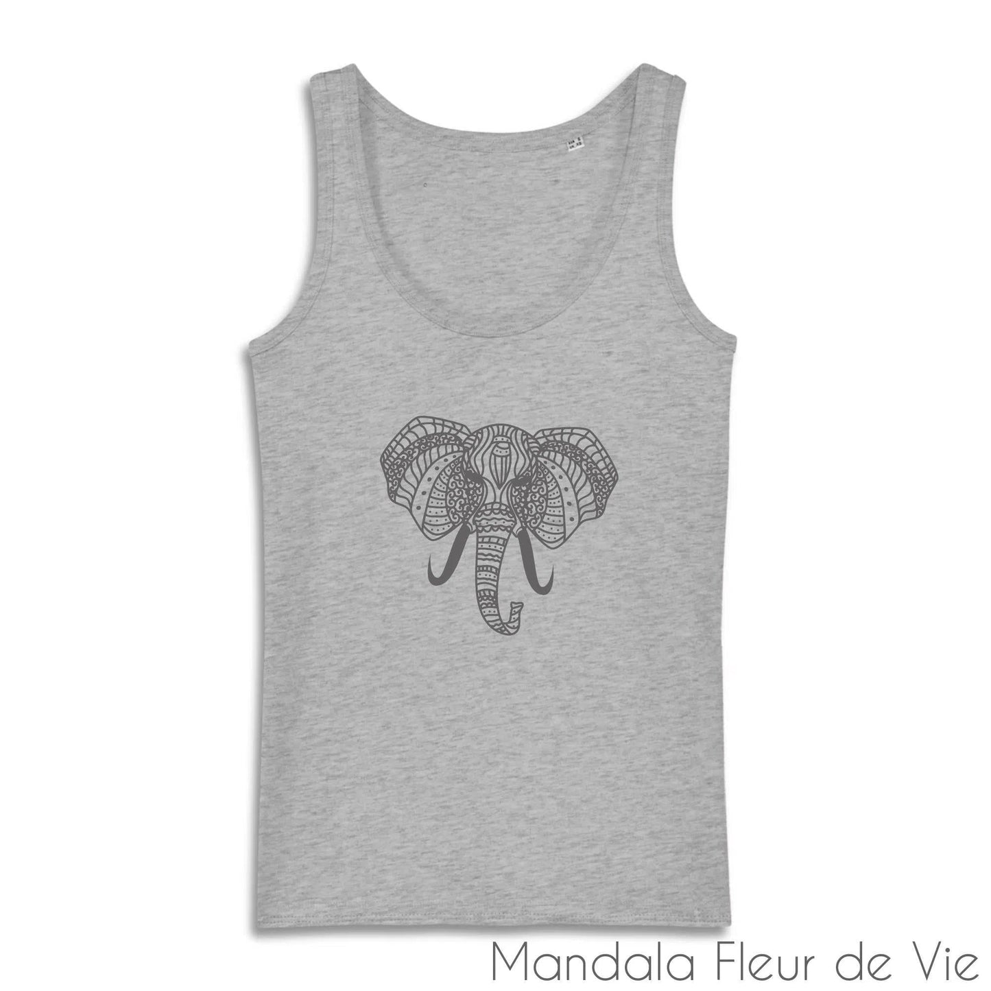 Débardeur Femme en Coton Bio Mandala Eléphant Mandala Fleur de vie