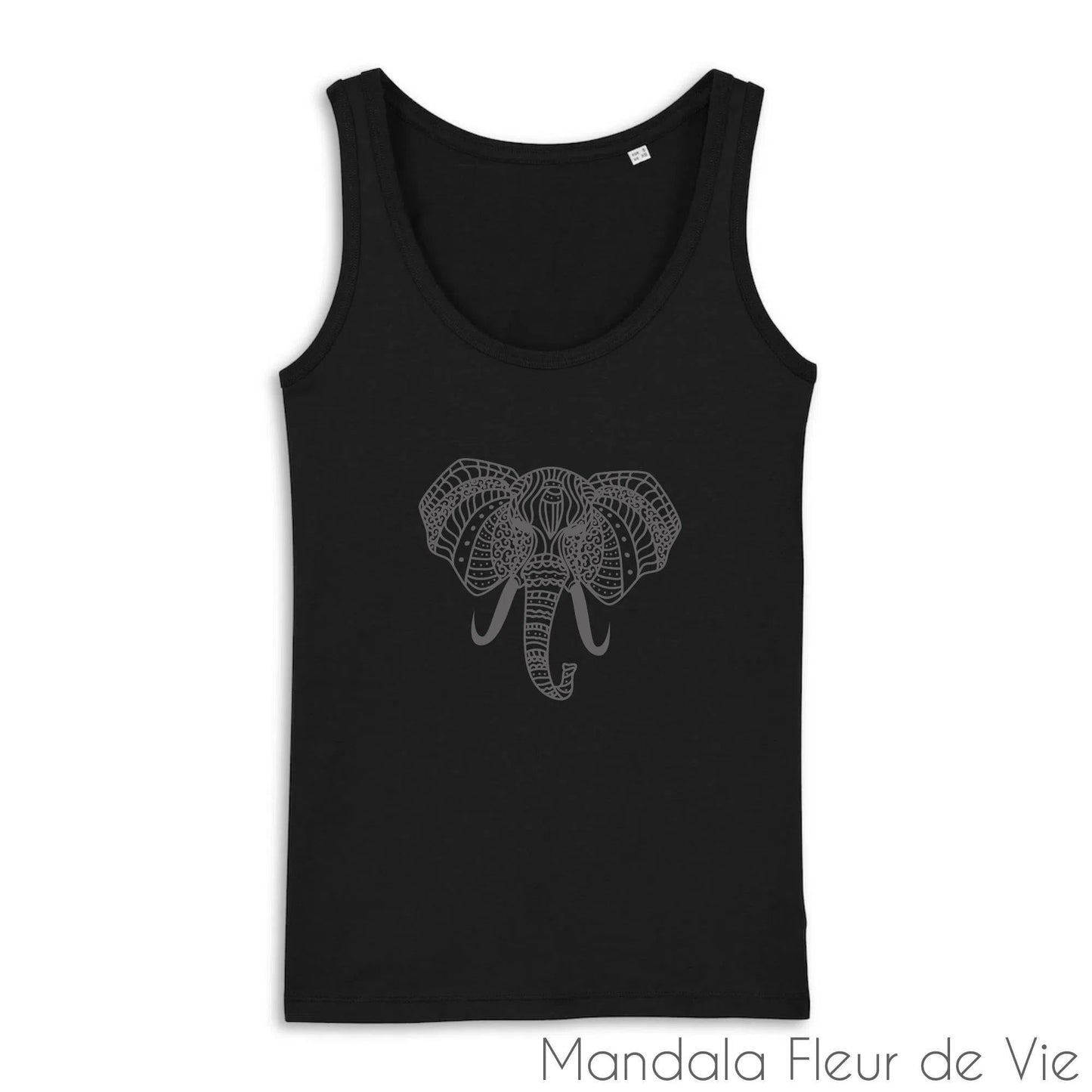 Débardeur Femme en Coton Bio Mandala Eléphant Mandala Fleur de vie