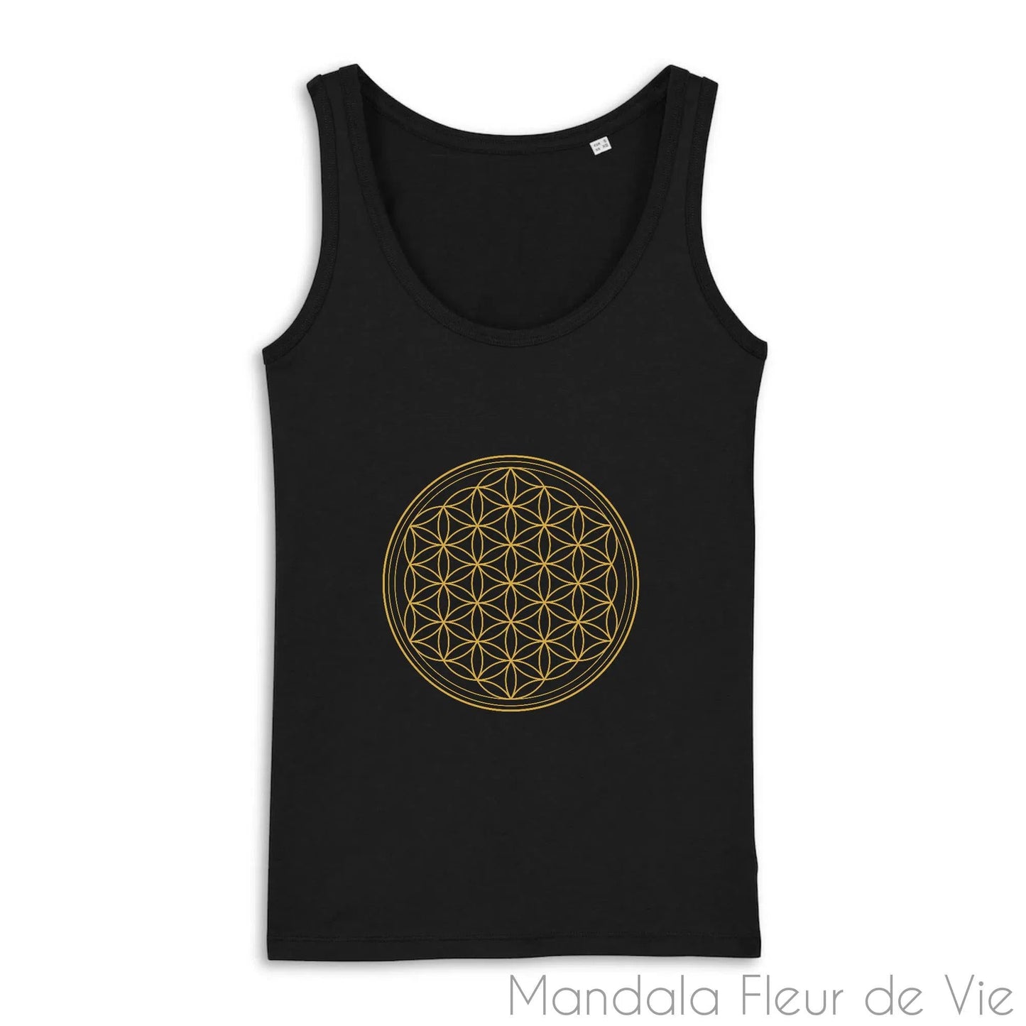 Débardeur Femme en Coton Bio imprimé Fleur de Vie Or