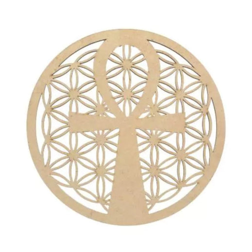 fleur de vie en bois croix d'ankh