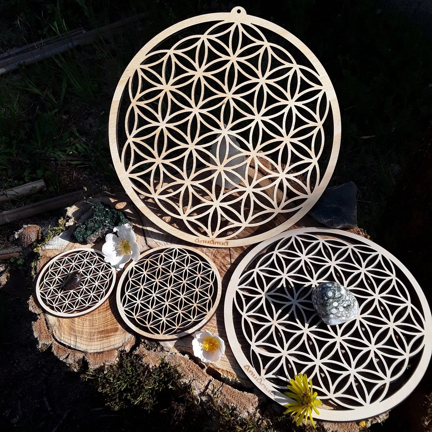 Fleur de Vie en Bois de Bouleau -12 cm - Mandala Fleur de vie