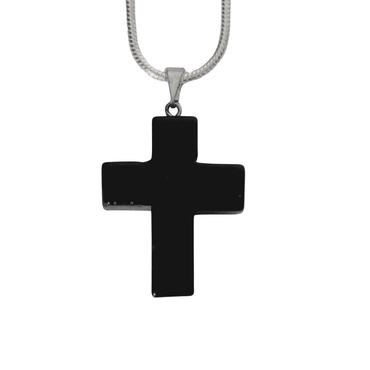 Pendentif Croix en Obsidienne - Protection & ancrage Mandala Fleur de vie