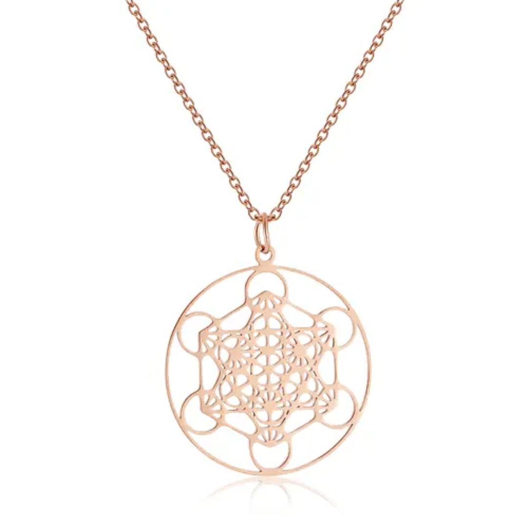 Pendentif Cube de Métatron - Symbole Sacré de Protection Mandala Fleur de vie