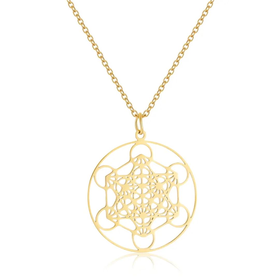 Pendentif Cube de Métatron - Symbole Sacré de Protection Mandala Fleur de vie