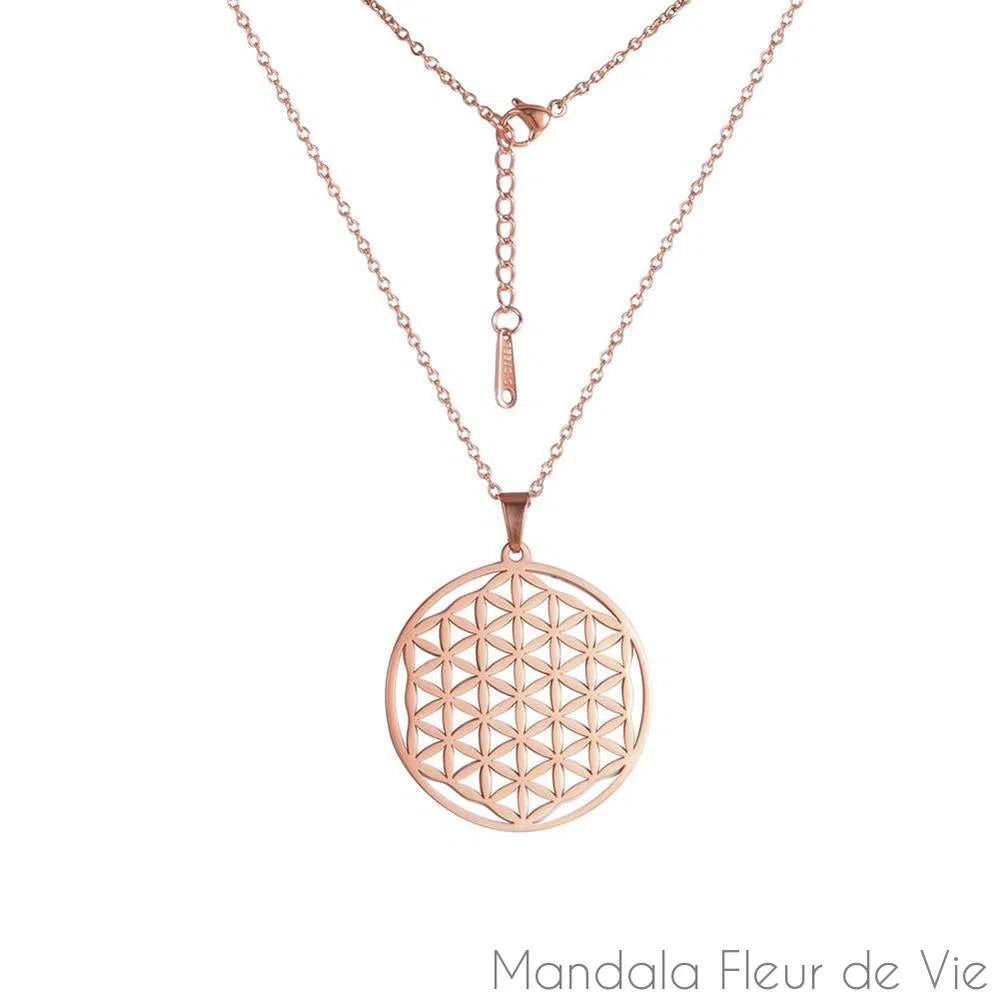 Pendentif Fleur de Vie Couleur Or Rose