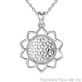Pendentif Fleur de Vie<br>Mandala en Argent
