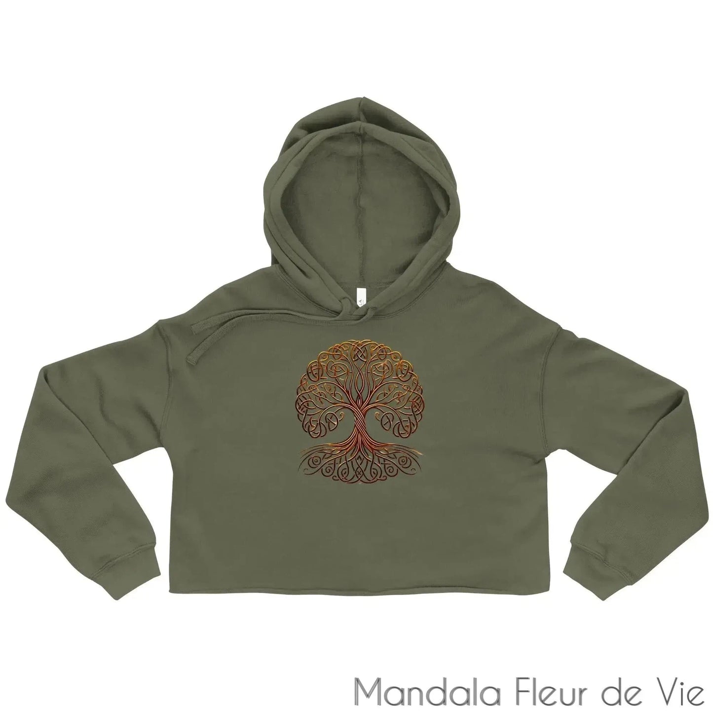 Sweat à Capuche Crop-Top -Arbre de Vie - Mandala Fleur de vie