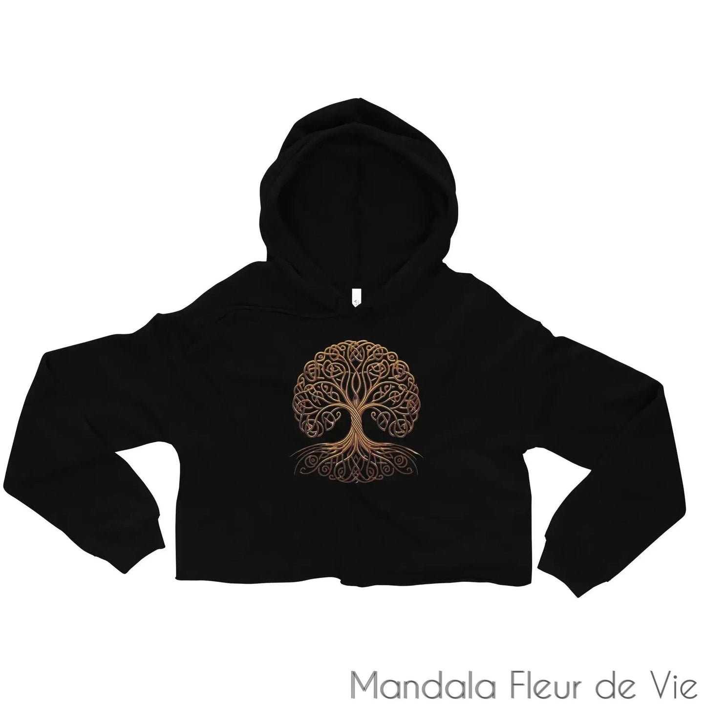 Sweat à Capuche Crop-Top -Arbre de Vie - Mandala Fleur de vie