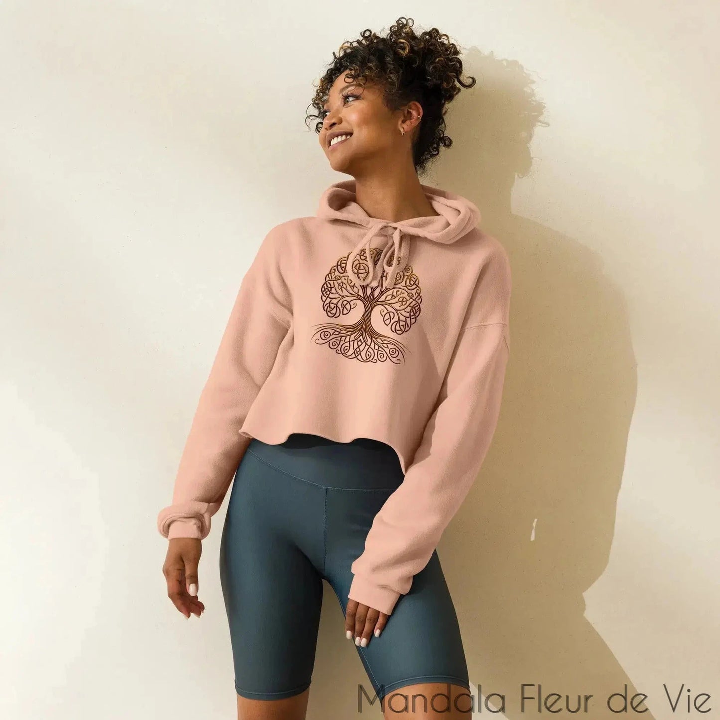Sweat à Capuche Crop-Top -Arbre de Vie - Mandala Fleur de vie