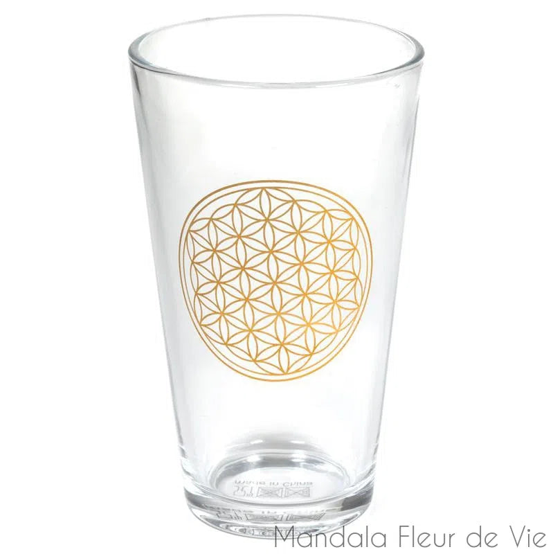 Verre Fleur de Vie Or - Mandala Fleur de vie