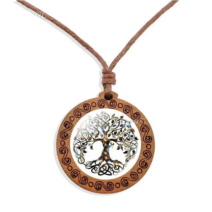 Arbre de Vie Bois Collier - Mandala Fleur de vie