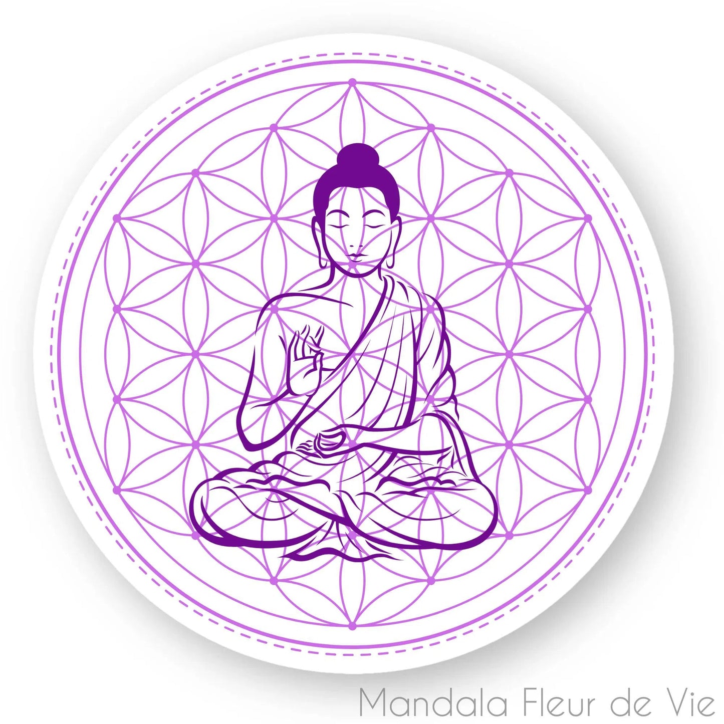 Autocollant Fleur de Vie "Bouddha" - Lot de 5