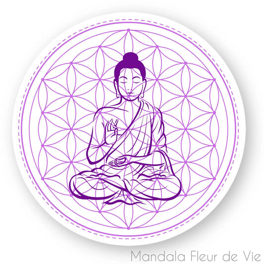 Autocollant Fleur de Vie "Bouddha" - Lot de 5