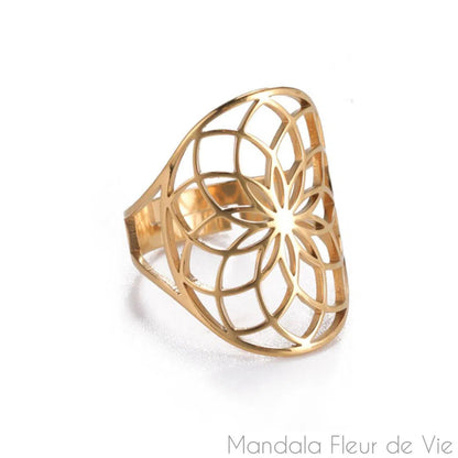 Bague Ajustable Fleur de Vie - Mandala Fleur de vie