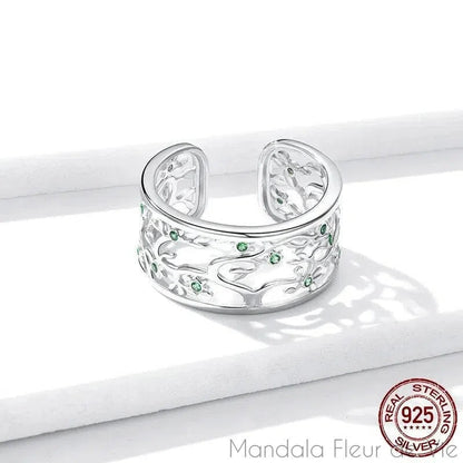 Bague Argent Arbre de Vie - Mandala Fleur de vie