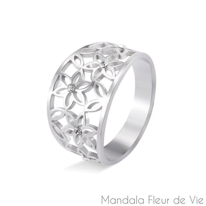 Bague Fleur de Vie et Cristaux