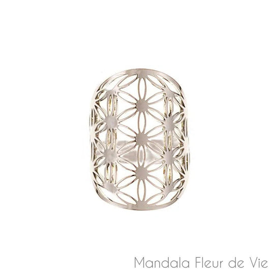 Bague Fleur de VieAcier Couleur Argent