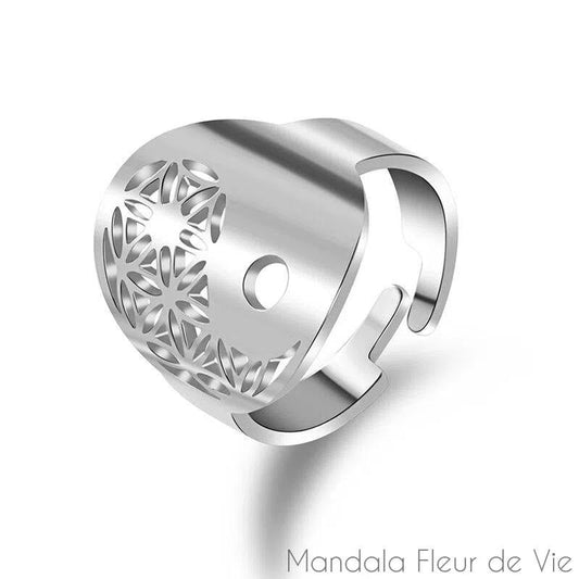 Bague Fleur de VieYin Yang Argent