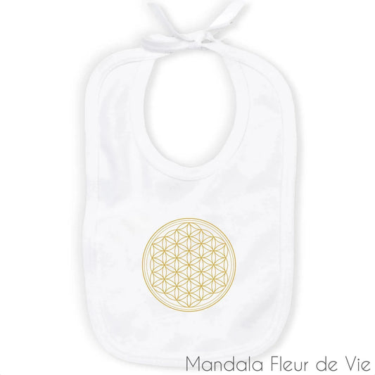 Bavoir Bébé en Coton Bio Mandala Fleur de Vie Mandala Fleur de vie