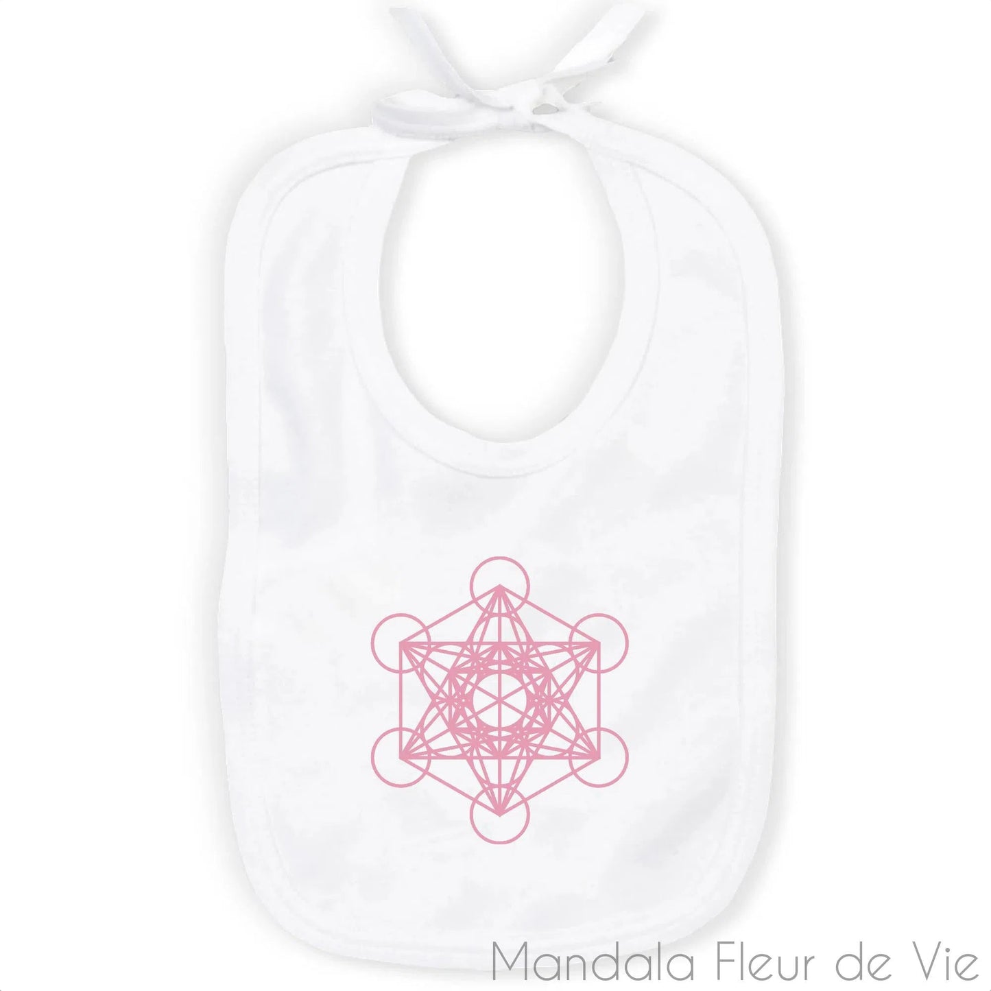 Bavoir Bébé en coton bio Cube de Métatron Rose