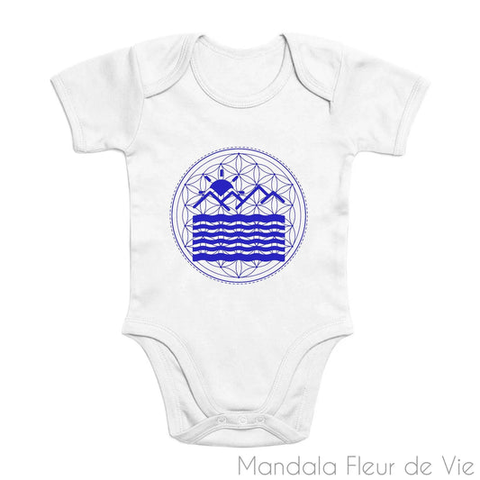 Boby Bébé Mandala Fleur de Vie Océan Bleu Azur