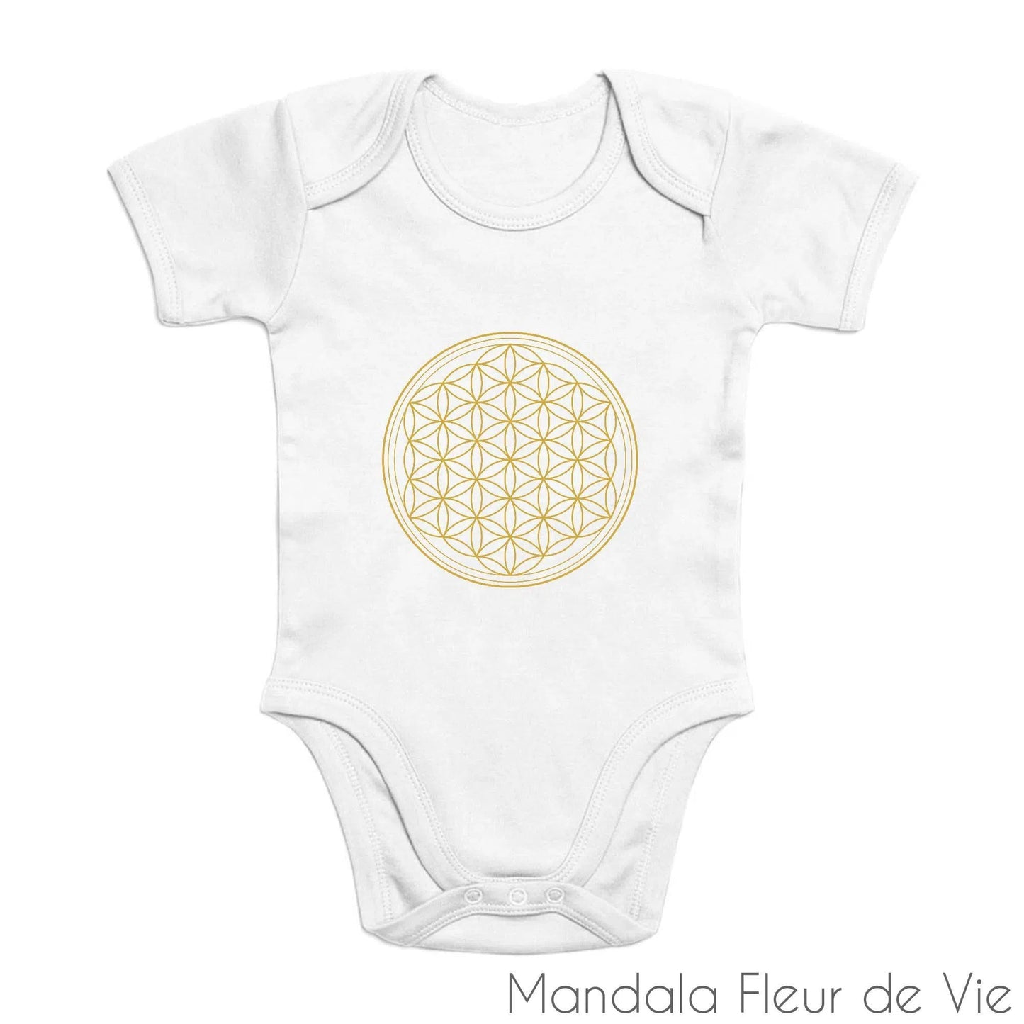 Body Bébé Coton Bio Fleur de Vie Or Mandala Fleur de vie