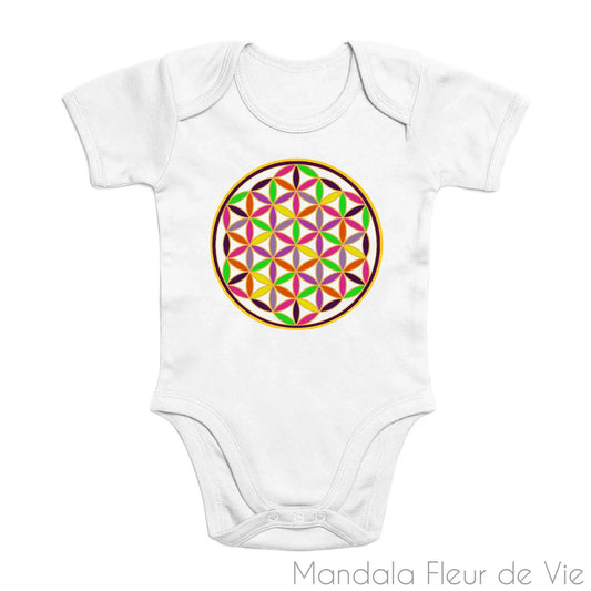 Body Bébé Fleur de Vie Rainbow en Coton Bio