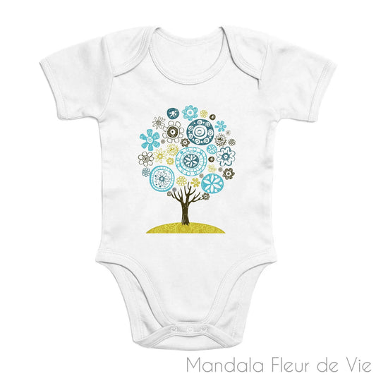 Body Bébé Mandala Arbre de Vie, en Coton Bio