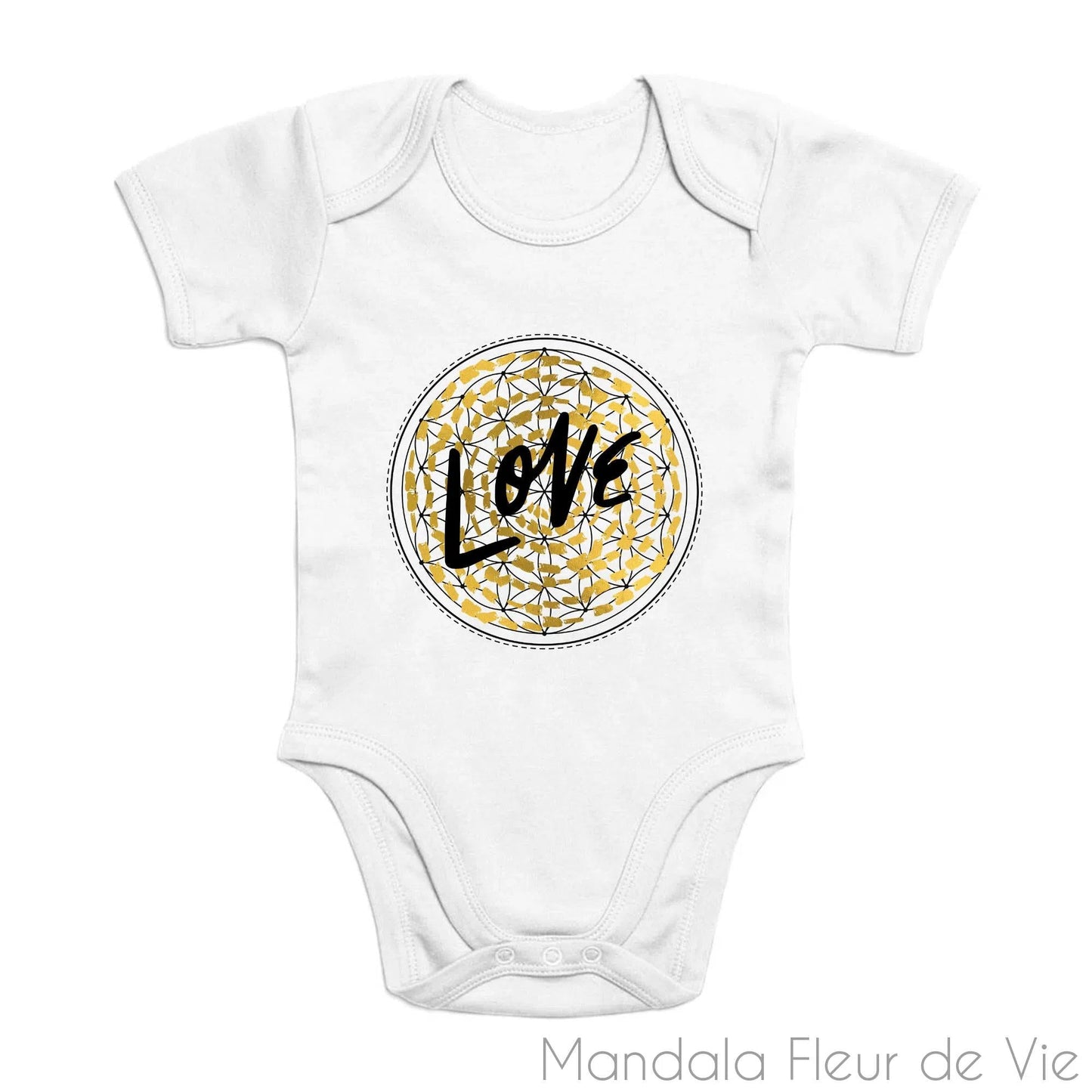 Body Bébé Mandala Fleur de Vie Or "LOVE"