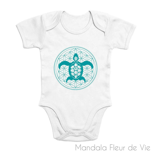 Body Bébé Mandala Fleur de Vie Tortue