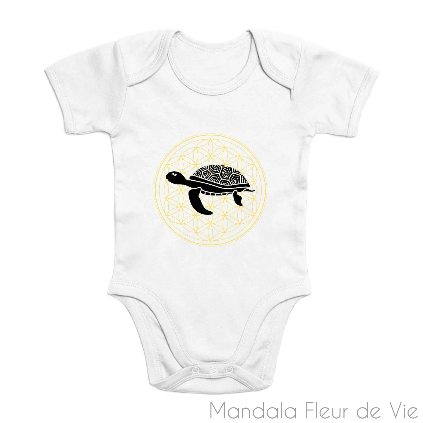 Body Bébé Mandala Fleur de Vie Tortue