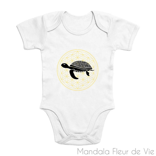 Body Bébé Mandala Fleur de Vie Tortue