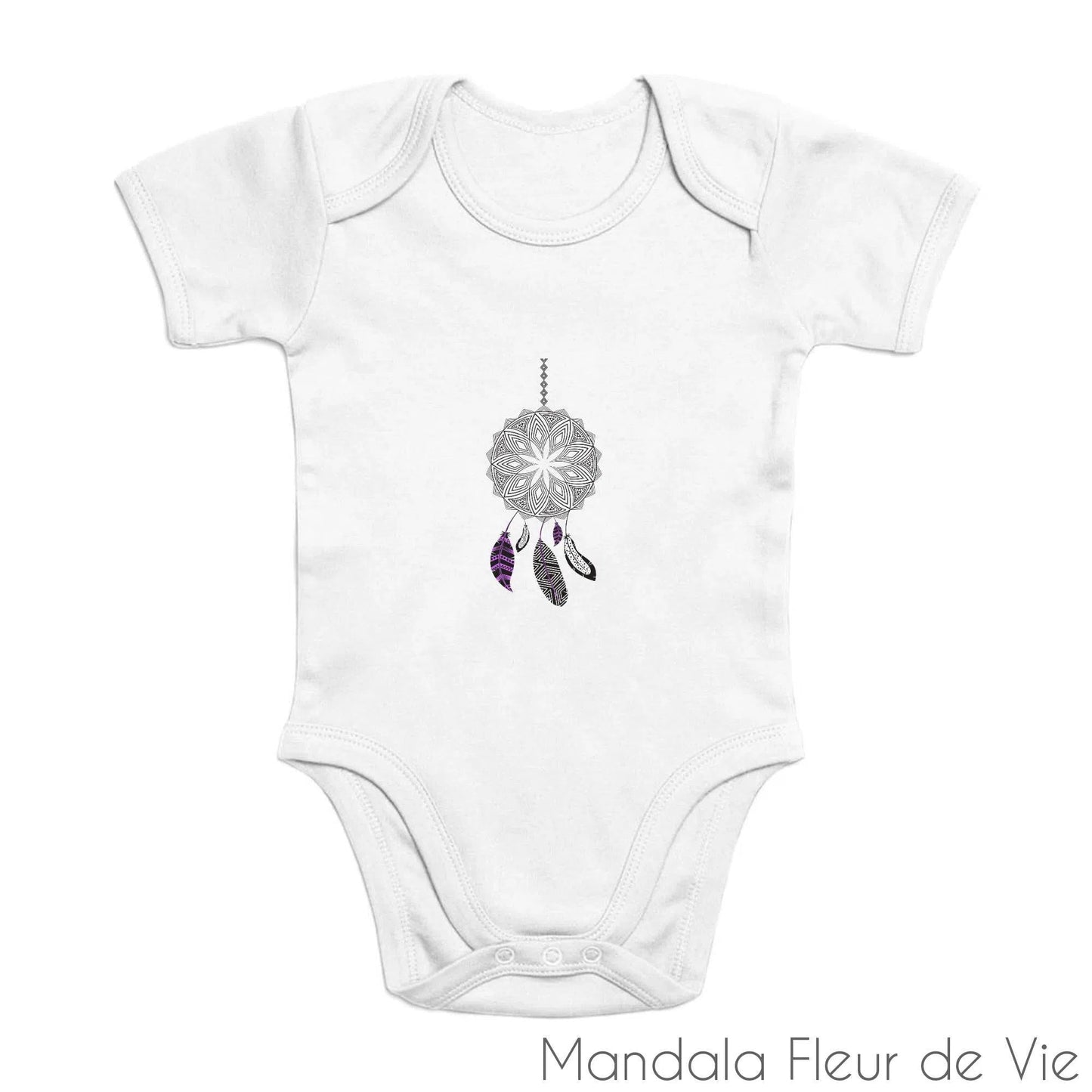 Body Bébé en Coton Bio Attrape Rêves Mandala Fleur de vie