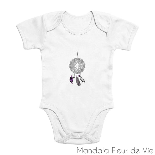 Body Bébé en Coton Bio Attrape Rêves Mandala Fleur de vie