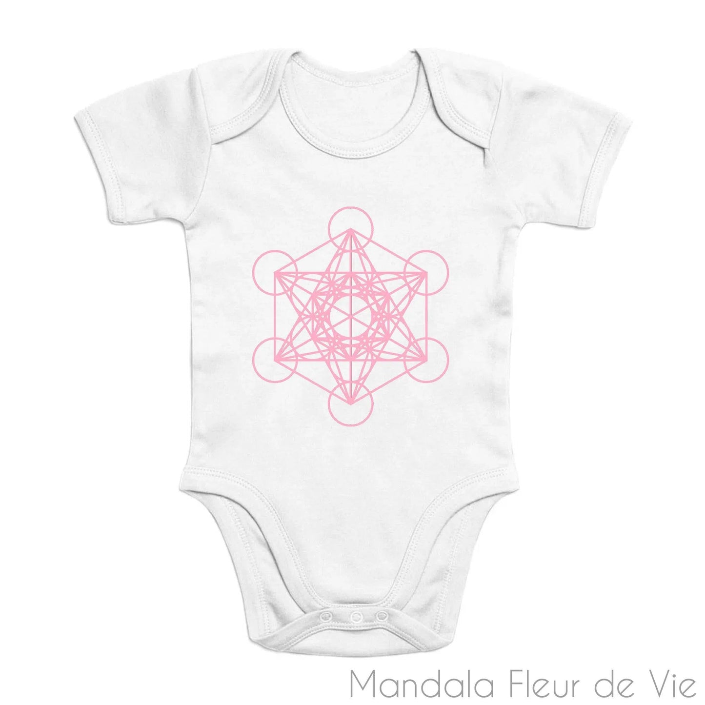 Body Bébé en Coton Bio Cube de Métatron Rose