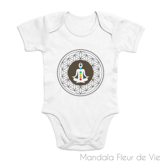 Body Bébé en Coton Bio Fleur de Vie Bouddha Chakras