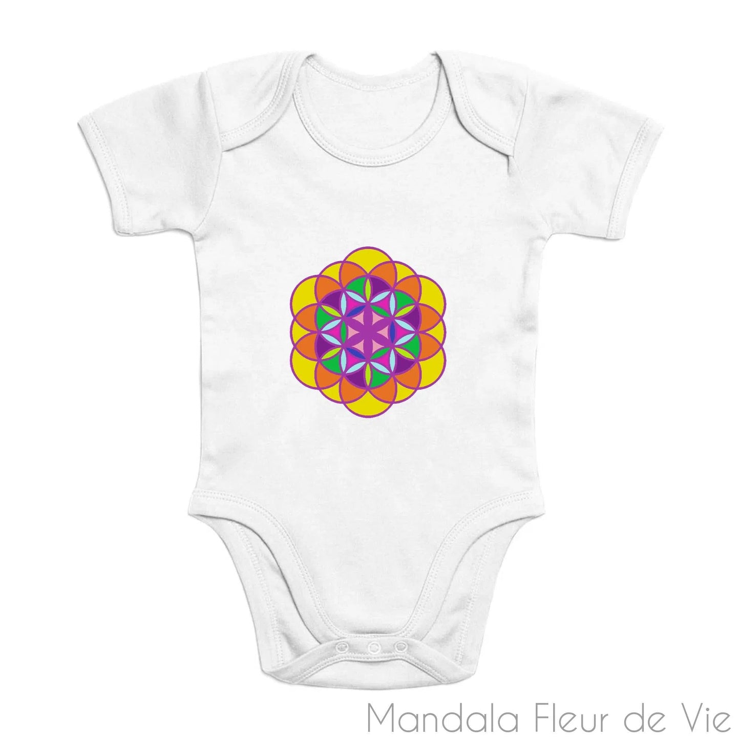 Body Bébé en Coton Bio Fleur de Vie Couleurs