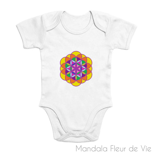 Body Bébé en Coton Bio Fleur de Vie Couleurs