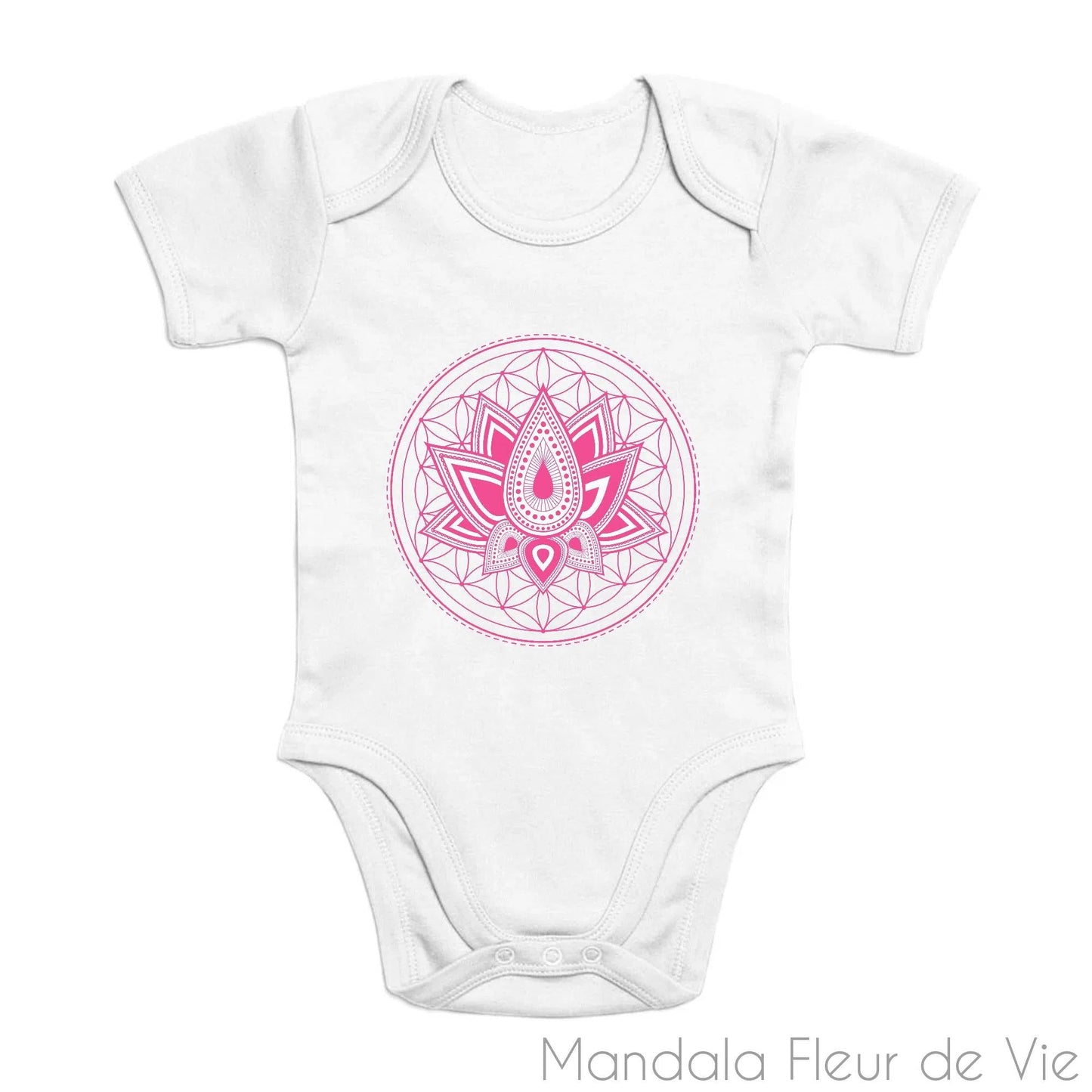 Body Bébé en Coton Bio Fleur de Vie Lotus Rose