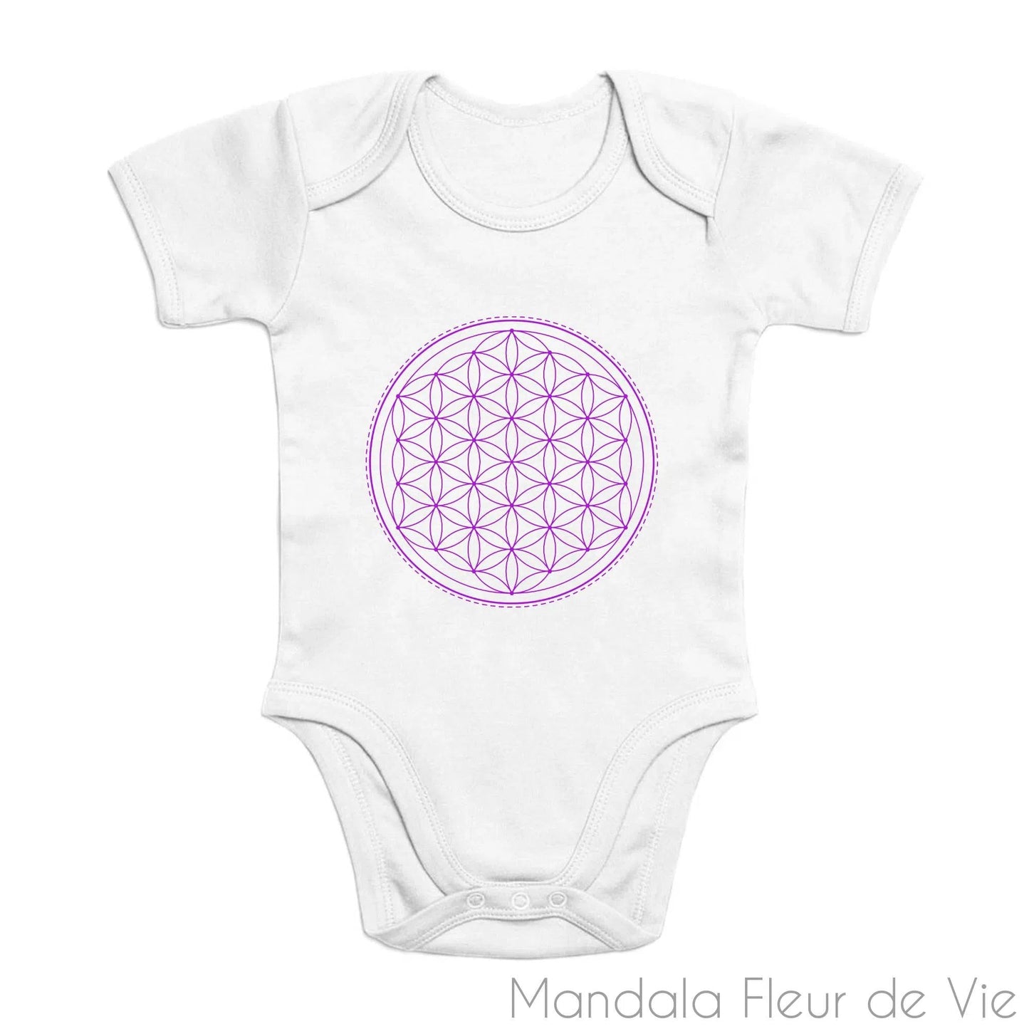 Body Bébé en Coton Bio Fleur de Vie Violette