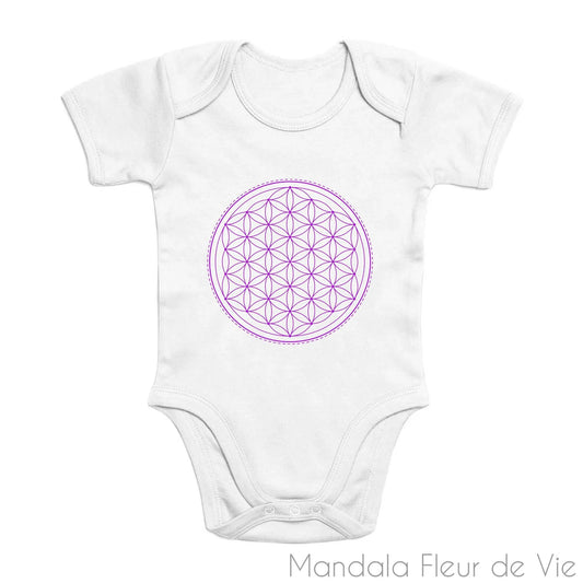 Body Bébé en Coton Bio Fleur de Vie Violette