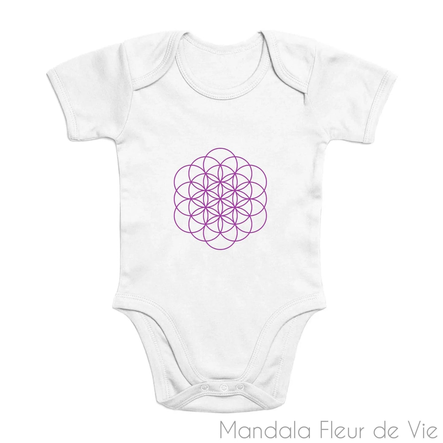 Body Bébé en Coton Bio Fleur de Vie Violette