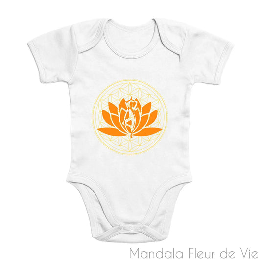 Body Bébé en Coton Bio Lotus Fleur de Vie Yoga