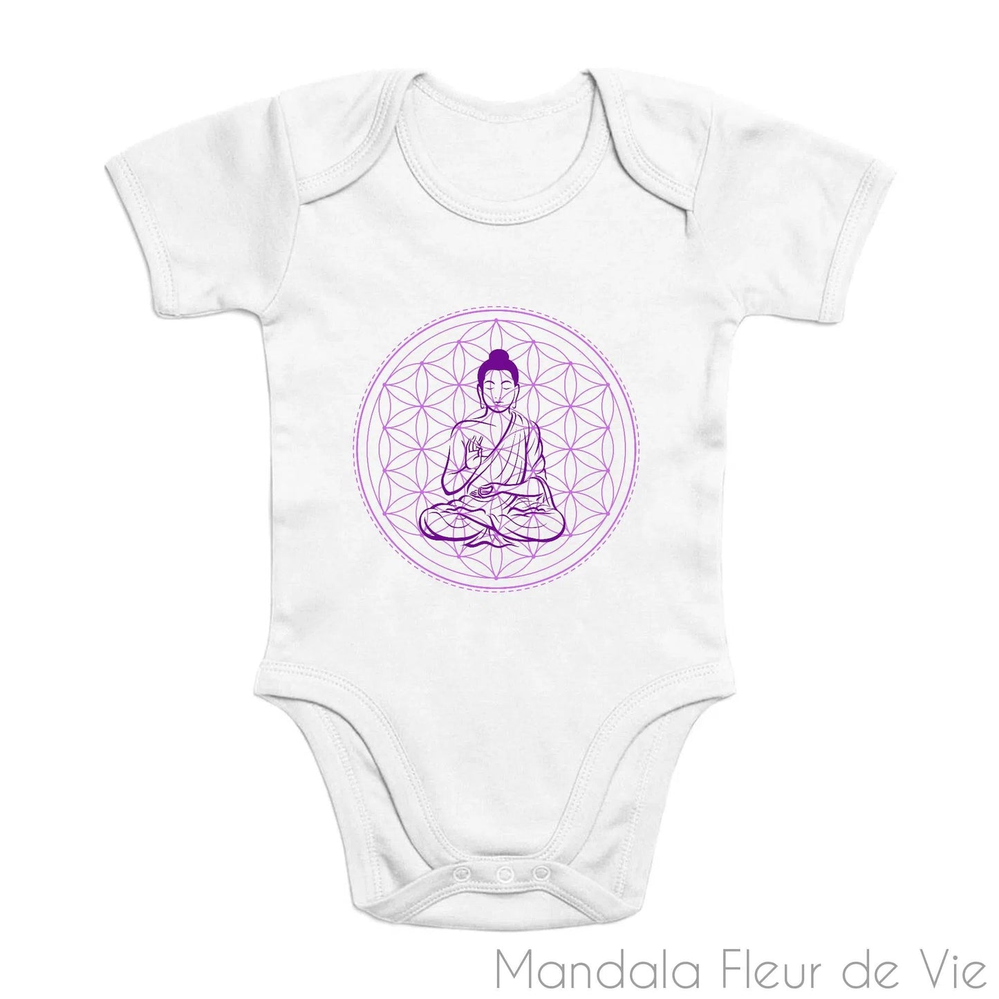 Body Bébé en Coton Bio "Fleur de Vie Bouddha"