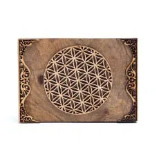 Boîte Fleur de Vie en Bois de Manguier - Mandala Fleur de vie